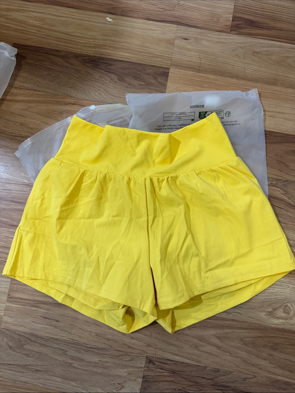 HALARA Bright Yellow High-Waist Double Lined Athletic Shorts
